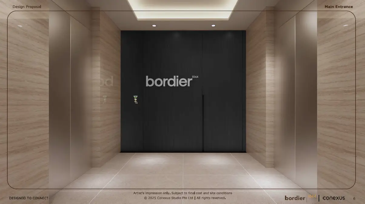 Elegant lobby entrance with modern design elements.