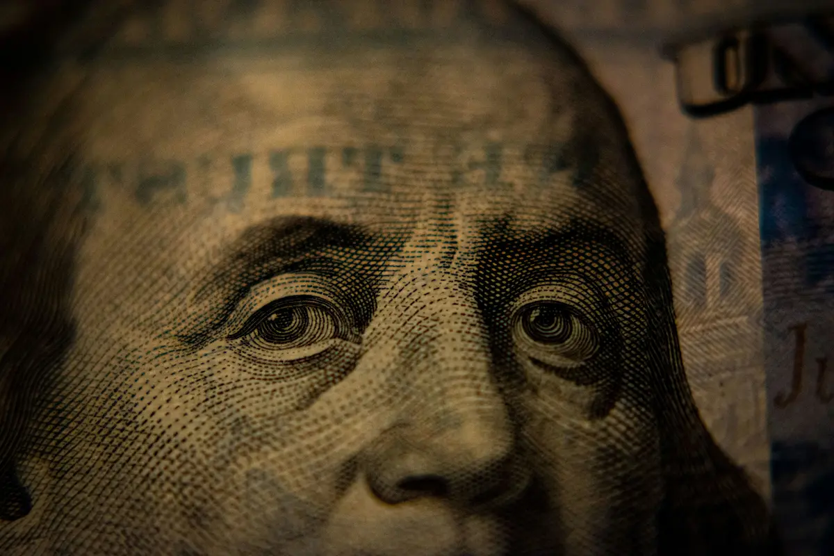 Close-up of hundred-dollar bill face