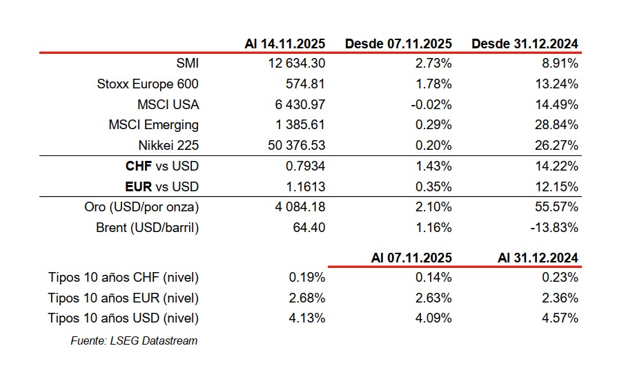 Financial data and performance table, November 2025.
