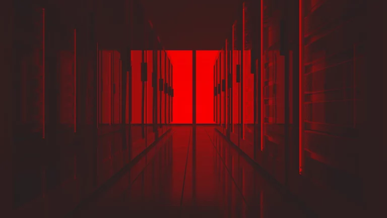 Data centre with red lighting