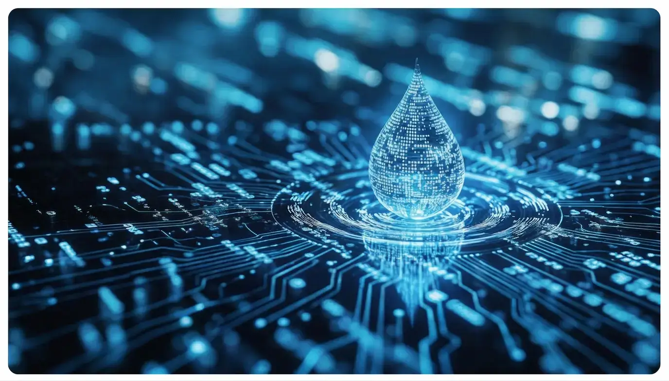 Digital water droplet into a sea of code